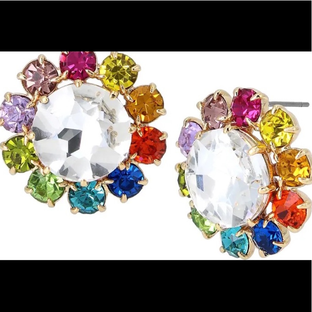 Kurt Geiger Mixed Crystal Button Stud Earrings